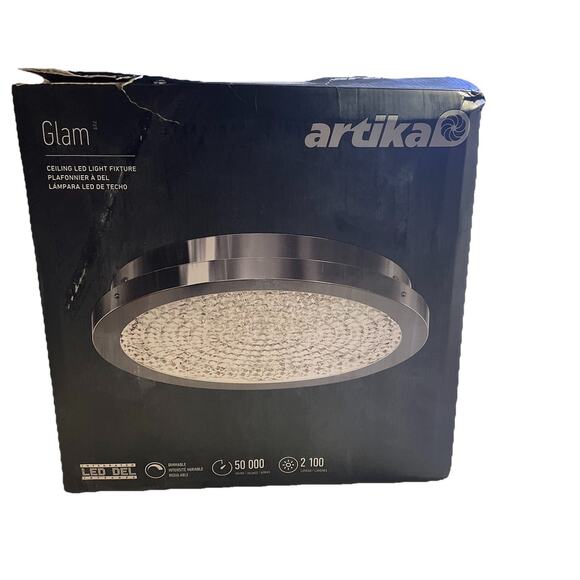 Artika Glam LED-Integrated Flushmount Ceiling Light, Chrome Open Box - Picture 1 of 5